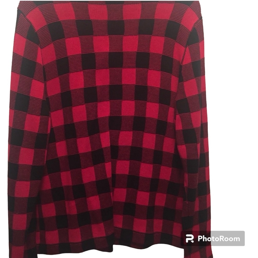 NWT XL Champs Red & Black Buffalo Check Plaid Zip Up Sweater - Picture 2 of 7